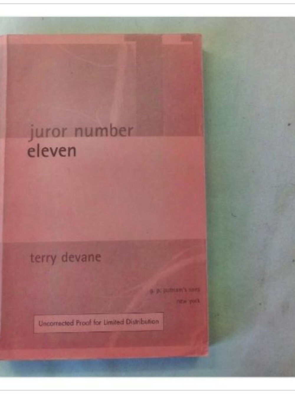 Juror Number Eleven Terry Devane 2002 Uncorrected Proof Paperback Book Vintage